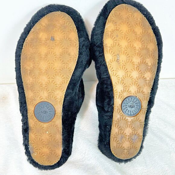 UGG Oh Yeah Slide Slipper Slingback Black 7 Platform Shearling Sandals 1107953 - Picture 11 of 11